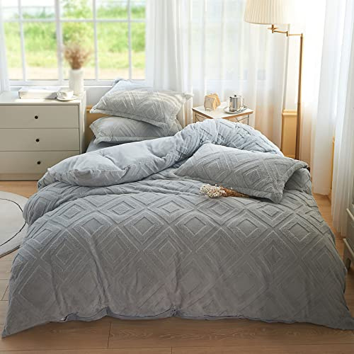 KEAYOO Colchas Ropa de cama de felpa de 135 x 200 cm, con forro polar, extra cálido para invierno (gris, 135 x 200)