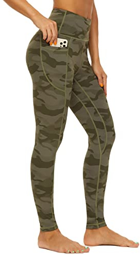 AMYTIS Haremsbyxor för kvinnor, supermjuka pumpbyxor, långa modala vida byxor, yoga, pilatesbyxor, Camo Army Green, M