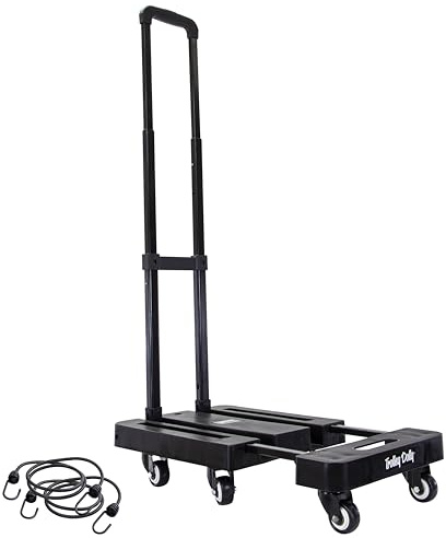 dbest Products Trolley Dolly Platform Cart 6-Wheel Handtruck for Moving, Folding Hand Truck, Telescoping Handle, Expandable Toe Plate & Includes 2 Bungee Chords, Carretilla plegable