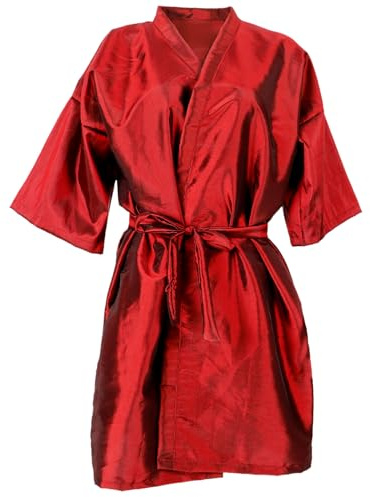 NOLITOY Bata De Salón Para Cliente Bata De Salón De Peluquería Estilo Kimono Capa De Tinte Para El Cabello Para Mujeres Estilista Corte De Color De Pelo Suministros De Maquillaje Rojo