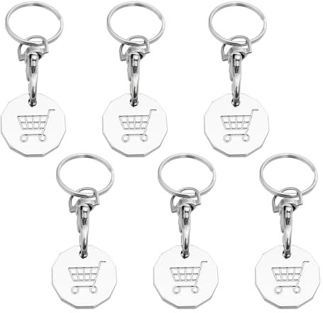 Hahhhha 6 PACK Shopping Trolley Token Keyring,New Pound UK Supermarket Shopping Trolley Coin Holder(2.95inch)