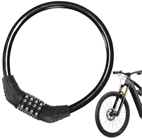 Fahrrad-Zahlenschloss,Fahrrad-Zahlenschloss,4-stelliges Sicherheits-Zahlenkabelschloss - Rückstellbares robustes schlüsselloses Fahrradschloss für Fahrräder und Motorräder