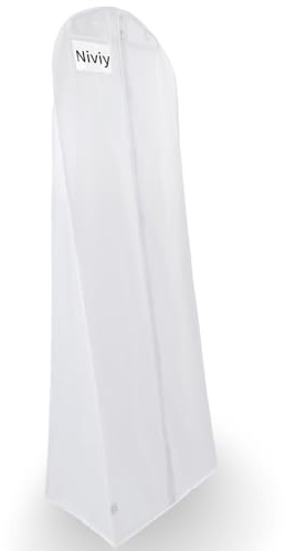 Niviy Fundas Ropa Armario Funda Vestidos Largos Tela no Tejida Gruesa Bolsa de Traje con Cremallera para Vestido de Novia Esmoquin Falda Larga Ropa Abrigos 180×60×40cm Blanco