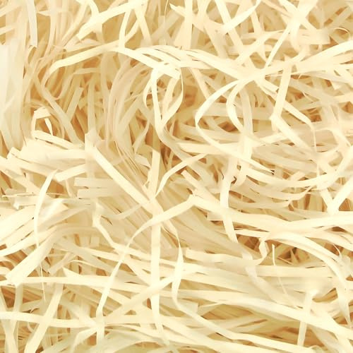 Poeland 200 g fyllningsfyllning, strimlat papper för korg, strimlat papper för presentförpackning fyllningsförpackning och korgfyllning (ljusgul)