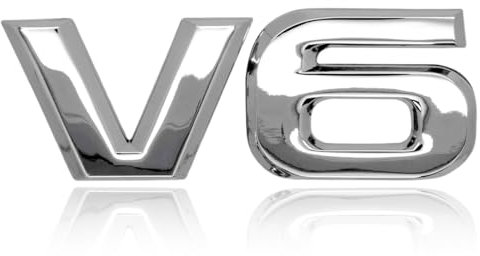 V6 Emblème en métal chromé, pour Calandre ou Carrosserie, Design Personnalisé et Sportif, Décoration Extérieure Résistante aux Intempéries, Améliore le Style de Votre Auto, pour Voiture - Tuning