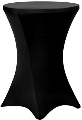 Dehnbare, elastische Tischdecken Größen - Modernes, minimalistisches Design Perfekt für Bars, runde Tische, Hochzeiten, Partys - Elegantes Ambiente (1, Schwarz, 70 * 75cm)