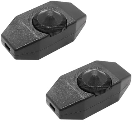 2PCS Inline Dimmer Switches, Knob Dimmer Switch Lights Switch for Lamps Lights (Black)