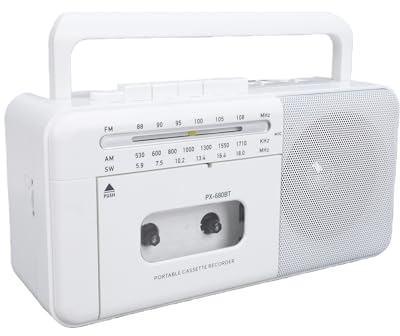 Tosuny Retro Kassettbandspelare, Bärbar AM/FM/SW-radio med Bluetooth, USB/TF-uppspelning, 6W Högtalare, AC/Batteridriven för Hempresent