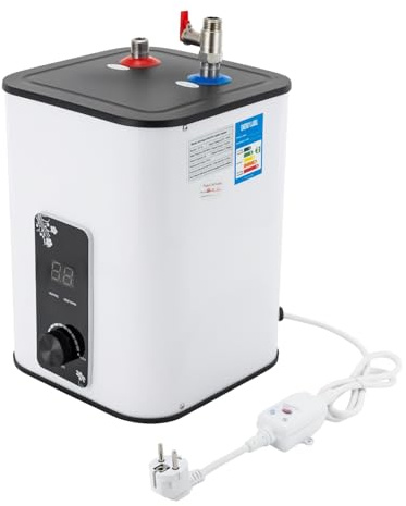 Mini scaldabagno istantaneo da 8 litri con display a LED da 1500 W, piccolo scaldabagno istantaneo, scaldabagno elettrico da 0 a 65 °C, montaggio a parete, autonomo