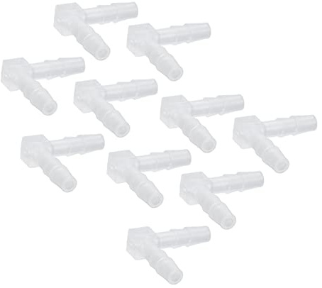 Annadue Portagomma in Plastica, Adattatore per Giunto Spinato Uguale da 90 Gradi, Raccordo per Tubo a Forma di L per l'irrigazione del Giardino dell'acquario, Adattatore di Unione da 10 Pezzi (4mm)