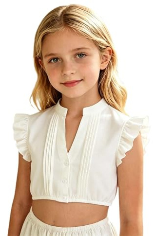 Chemise Fille Dirndl Blanc Blouse pour Fille Style Bavarois Oktoberfest