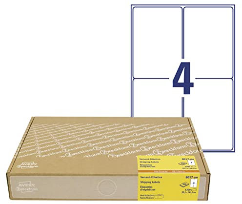 AVERY Zweckform 1.200 Versandetiketten Art. 8017 (99,1x143,5mm (A6) Adressetiketten selbstklebend für DHL und Hermes, Versandaufkleber, 3483, 300 Blatt, für alle Drucker)