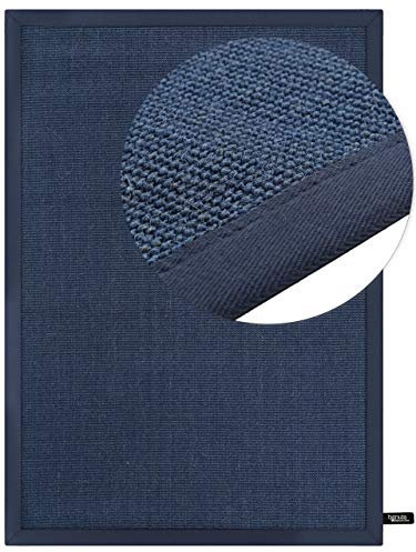 Benuta Sisal Teppich mit Bordüre Dunkelblau 160x230 cm | Naturfaserteppich für Flur und Wohnzimmer