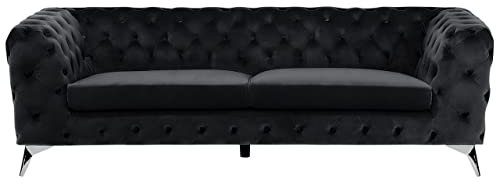 Klassisches Polstersofa Samtstoff Chesterfield Style schwarz Sotra