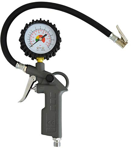 Uppblåsbar pistol AIRBRUSH-PISTOL för ARBRUSH KOMPRESSOR Set – lufttryckspistol med slang och tryckmätare för luftmadrass, bilddäck, cykel, däck, fotboll, boll, pool, bildäck