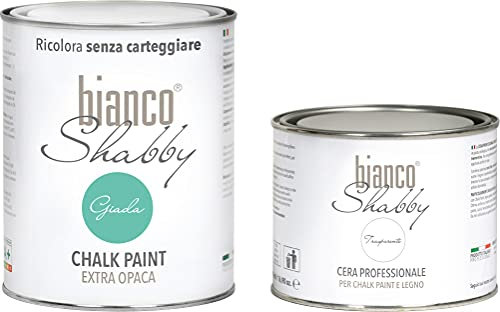 Chalk Paint Jade & Wachs NEUTRA - Shabby Chic Farbe (1 Liter) + Profiwachs (500 ml)