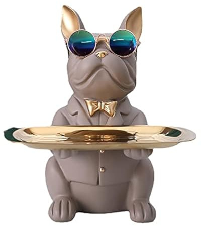 suruim Hartsbulldog, skrivbordsbricka staty mynt spargris förvaring djur skulptur bord dekoration multifunktion kontor heminredning mynt spargris förvaring (brun)