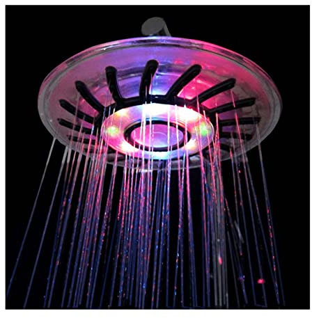Ksunun Soffione Doccia a Pioggia 8 Pollici Doccia Fisso 4 LED a Colori Rotondo Testa di Doccia a Pioggia Alta Pressione con Getti in Silicone Anticalcare Soffione per Doccia Cromata ABS
