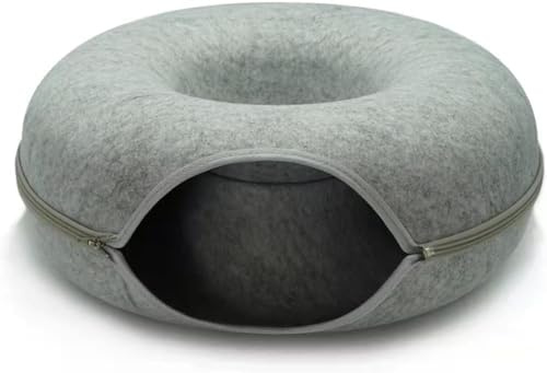 Love Heals Tunnel Per Gatti | Gioco per Gatto in Feltro Robusto | Cuccia Rotonda da Interno per Animali | Smontabile e Lavabile (L)