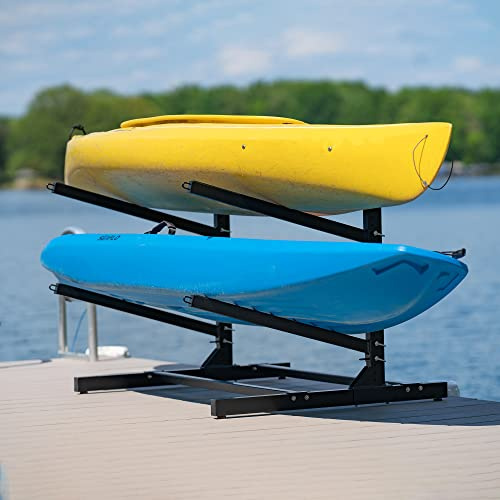 Teal Triangle Freestanding Kayak Storage Rack - 2 Kayak Rack & Canoe Rack - Indoor Outdoor Kayak - Adjustable Surfboard & Stand Up Paddle Board Holder - Adjustable Storage Stand - Black