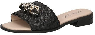 CAPRICE Damen Pantoletten aus Leder mit Fußbett, Schwarz (Black Nappa), 39 EU