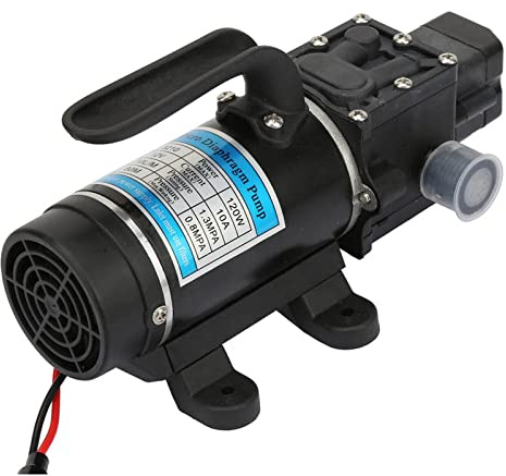 Högtrycksvattenpump 120 W 10L/m elektrisk vattenpump självsugande membran pump för rengöring bevattningssystem trädgårdsälskare hantverkare 12V/10 A