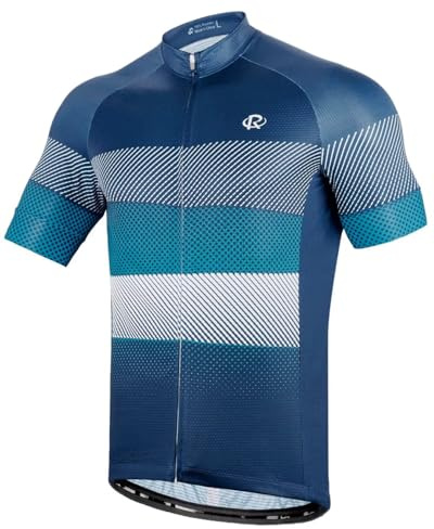 ROTTO Cykeltröja för herrar, kortärmad cykeltrikå med bakfickor, serie med ränder, XL