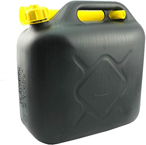BARGAIN4ALL Plastic Fuel Jerry Diesel Petrol Can with Pouring Spout – Liquid Compatibility – Carry Anywhere – Oil Water Container Black (10L)