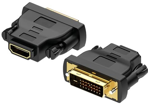 MMOBIEL HDMI auf DVI Adapter - Bidirektional – Stecker DVI-D Dual Link auf HDMI Buchse - Konverter Unterstützt Monitor, PC, TV, Gaming, Projektor - 1080p Full HD 60Hz - Gold Stecker – 2 Stück