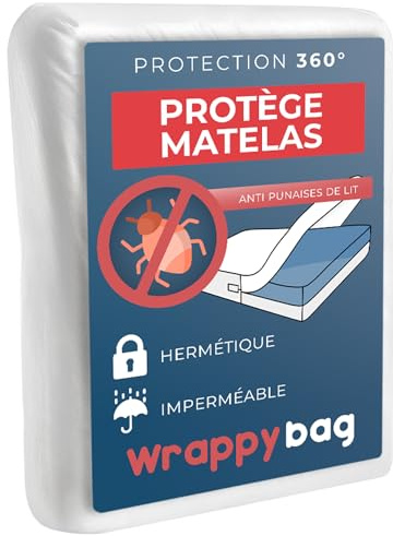 WRAPPYBAG Coprimaterasso Impermeabile Antiacaro e Cimici – Fodera per Materasso Senza Trattamenti Chimici – Per materassi 160x200 – Disponibile in 15 Dimensioni e Altezze