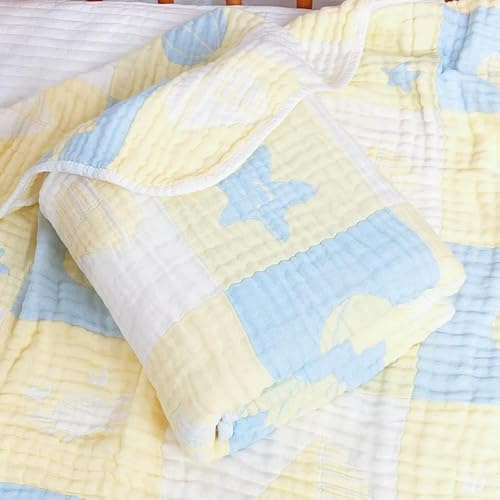 DFLINGA 120x150 cm 6 Strati di bambù Garza di Cotone Coperta per Bambini Neonato Mussola Asciugamano da Bagno per Bambini Morbido fasciatoio Avvolgente Passeggino Coperta Biancheria da Letto Articoli