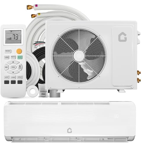 GarveeHome 9000 BTU Mini Split AC/Heating System, 19 SEER2 6-in-1 Inverter Split System Air Conditioners, Ductless Heat Pump Wall Mount AC Unit Cool Up to 450 Sq. Ft, Installation Kits, 115V