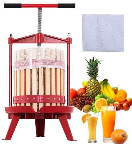 Prensa manual de vino de frutas de hierro fundido, 18 litros, con mango triangular estable, para sidra, tintura, verduras, miel, aceite de oliva