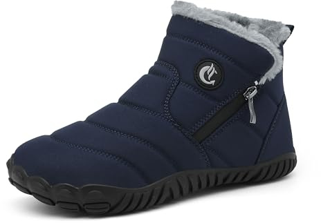 SMajong Bottes de Neige Femme et Homme Hiver Chaudes Boots Doublure en Fourrure Bottes d'hiver Tissu Imperméable Chaussures d'Hive à Talons Plats Antidérapant Bottines l'extérieur Bleu 39EU