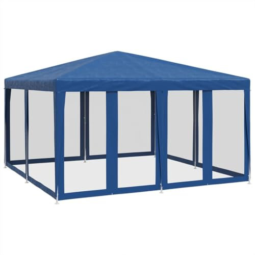 vidaXL Carpa para Fiestas con 8 Paredes de Malla HDPE Azul 4x4 m, Tienda, Tienda de jardín, cenador de Camping, toldo cenador, cenador toldo