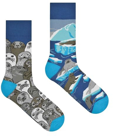 Spox Sox Casual Unisex: calcetines divertidos, locos y coloridos para hombre y mujer, Foca, 36-39