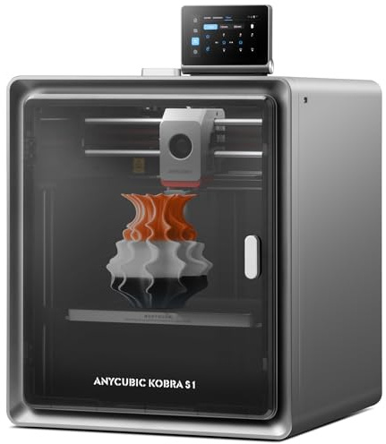 Anycubic Kobra S1 Impresora 3D con Estructura CoreXY Cerrada, Impresión Multicolor (4 a 8 Colores),Máximo 600mm/s de Alta Velocidad,Habilitación AI Mejorada, Realiza una Impresión Suave, 250*250*250mm