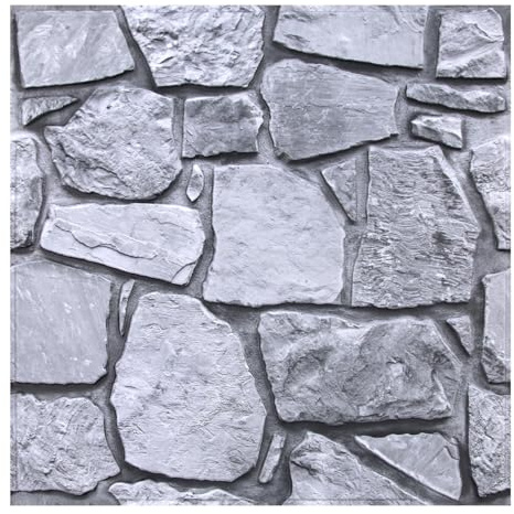 Commomy 3D väggpaneler, självhäftande väggbeklädnad, självhäftande stenutseende, 10 stycken, 30 x 30 cm, PVC, väggpaneler, stentapet, 3D-väggpaneler