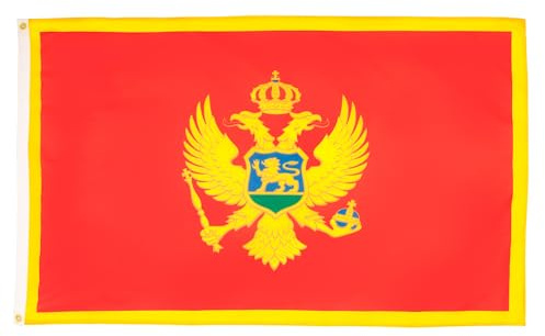 AZ FLAG Lote de 10 banderas de Montenegro – 150 x 90 cm – Bandera de Montenegro – 100% poliéster con ojales metálicos integrados
