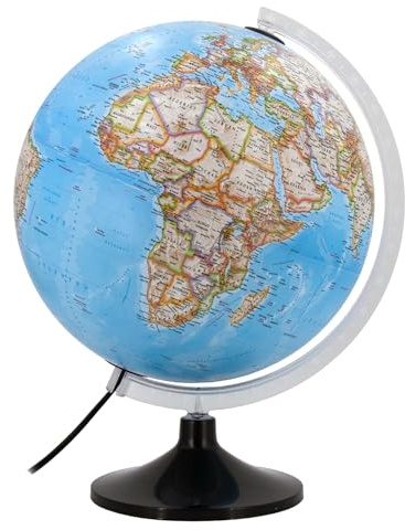 Tecnodidattica Jordglob NATIONAL GEOGRAPHIC Carbon Classic | Fysisk-Politisk Kartografi | Upplyst och roterande | Gradskala | Text på svenska | Diameter 30 cm