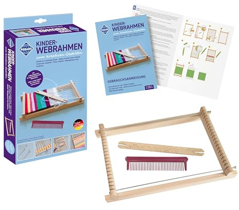Pebaro WEB0117 Métier à Tisser en Bois pour Enfants à créer de manière créative, Largeur de la Toile 17 cm, avec Bateau, Peigne, 2 Rayons métalliques, Instructions (français Non Garanti)