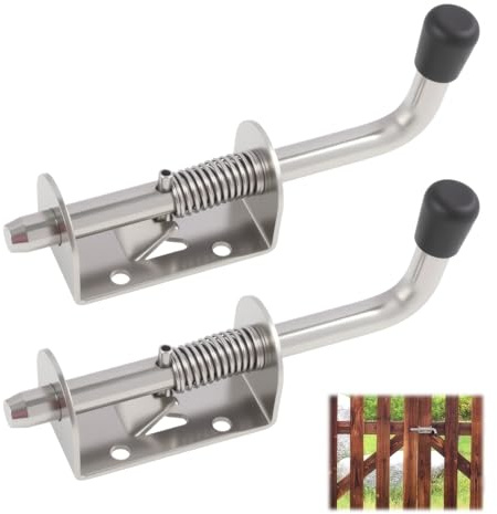 2 Pieza Pestillos de Resorte de Acero Inoxidable, Resorte Pasador Cerradura, Cerraduras para Puertas, Portones y Ventanas, Resistentes a la Corrosión, Fácil Instalación y Uso