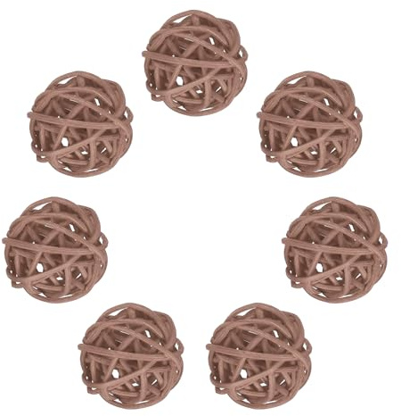 sourcing map 7Pcs Brown Wicker Rattan Balls for Bowl Centerpiece 1.2 Inch Dia Rattan Wicker Twig Orbs Spheres Decorative Balls for Vase Home Dining Table Wedding Decor