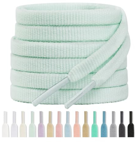 Handshop 2 Paires de Lacets Plats de Pour Baskets Vert Menthe Pâle 140 cm
