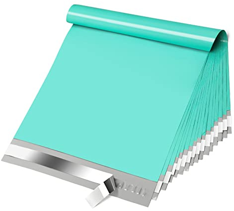 Fuxury Lot de 200 Enveloppes d'Expédition Emballage Autocollantes 10 x 13 cm Bleu Sarcelle