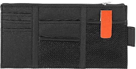 X AUTOHAUX Car Sun Visor Organizer Pen CD Card Storage Pocket Black Orange