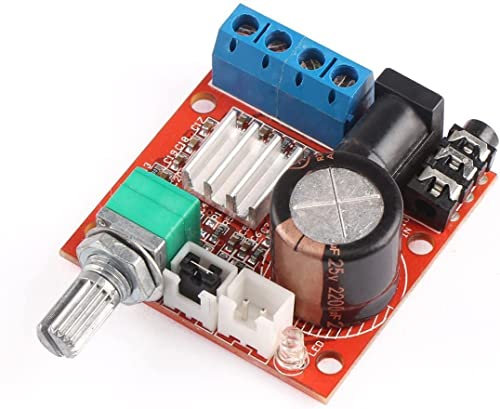 Fasizi Mini Amplificador de Audio Estéreo Electrónico de Alta Fidelidad 2.0 - Portátil 10W + 10W, 2 Canales Clase D CC 12V, Módulo de Placa Digital Para CD MP3 MP4 PC