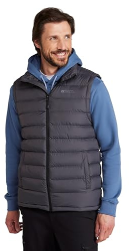 Mountain Warehouse Seasons Mens Padded Gilet - Water Resistant Gilet, Body Warmer, Lightweight Jacket, Easy to Store Coat - For Spring Summer Travelling, Walking Charcoal L