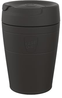 KeepCup Helix Thermal | Reusable Stainless Steel Coffee Cup | Double-Walled, Vacuum Insulated, Travel Mug with Fully Sealed Twist-Fit Sipper Lid, BPA & BPS Free | Medium 12oz/340ml | Black