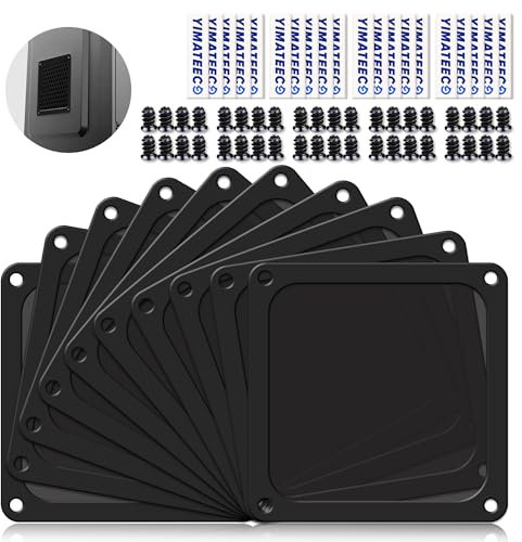 YIMATEECO Staubfilter PC 120mm Lüfterabdeckungen Fine Mesh Filter für Computer-Kühlerlüfter, Netzteil, Nylon 80 Maschen, Magnetischer Rahmen, PC-Lüfter, Staubdicht(Nylon, 120 * 120mm, 10Stü, Schwarz)